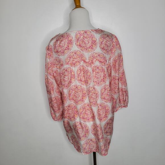 Calypso St. Barth Target Silk Blouse Crochet Pink Medallion Women Medium - Picture 4 of 13